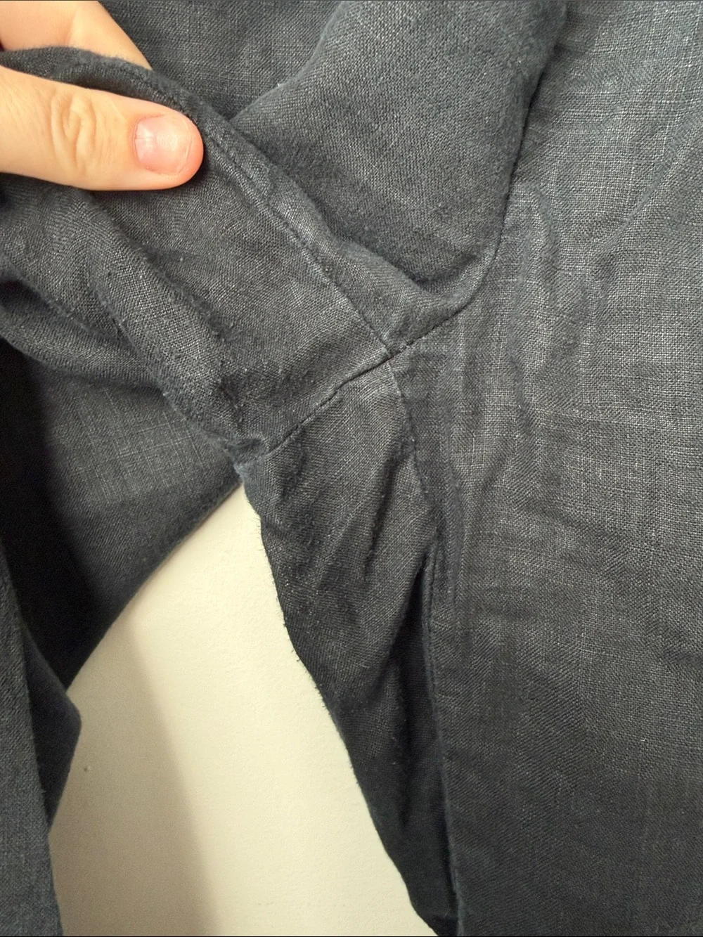 Quince Black 100% European Linen Pull On Pants XL Cropped